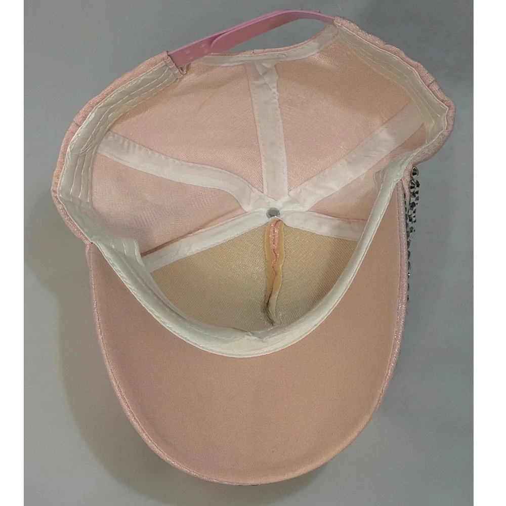 Pink Shimmer Rhinestone Star Baseball Cap Crystal Studded Snapback Hat